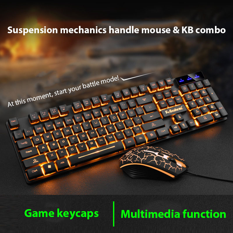 Gaming Keyboard Mouse Set - KM320 キーボードとマウスセット防水発光ゲームバックライト付きキーボード