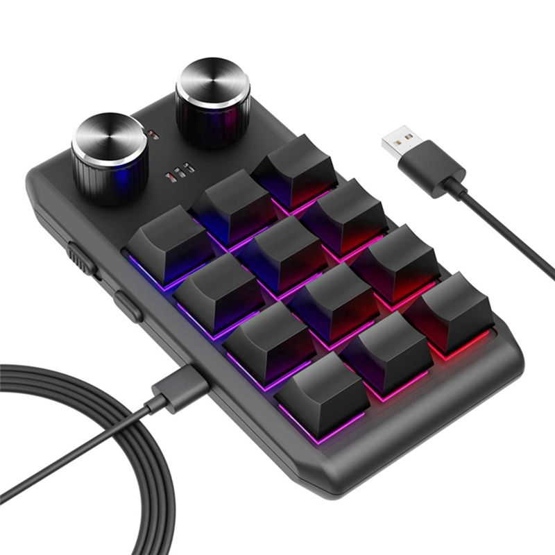 Gaming Keyboard Training - AEF6-カスタムキーボード ホットスワップキーパッド ボリュームボタン プログラミングマクロ ゲーミング ブラック、12キー