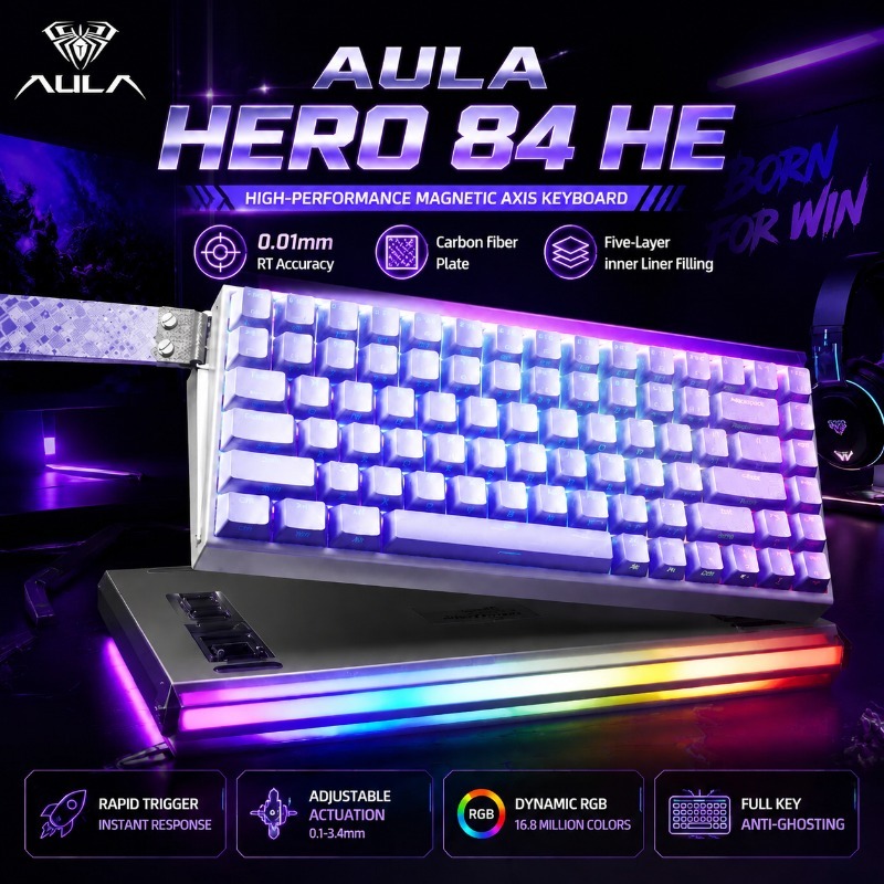 Gaming Keyboard Mechanical - AULA HERO84 磁気式ゲーミングメカニカルキーボード ラピッドトリガー ホール効果スイッチ 8Kポーリング