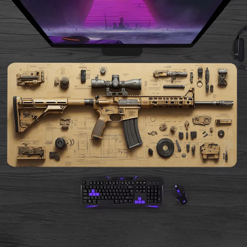 Gaming Keyboard And Mouse Pad - 部品分解可能なソフトゲーミングマウスパッド、大型キーボードパッド、滑り止めテーブルマット付きキーボード用地形図マウスパッド