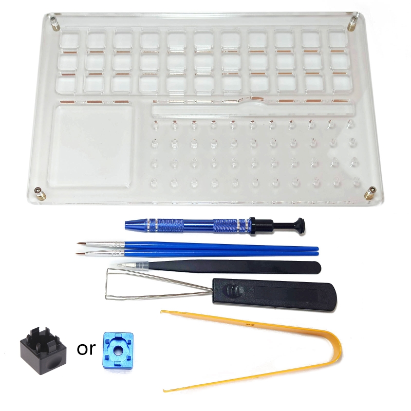Keyboard Lube Kit - スイッチ付き潤滑ステーション33,キーキャップ付き,抽出キット,メカニカルキーボード用オープナー,8個