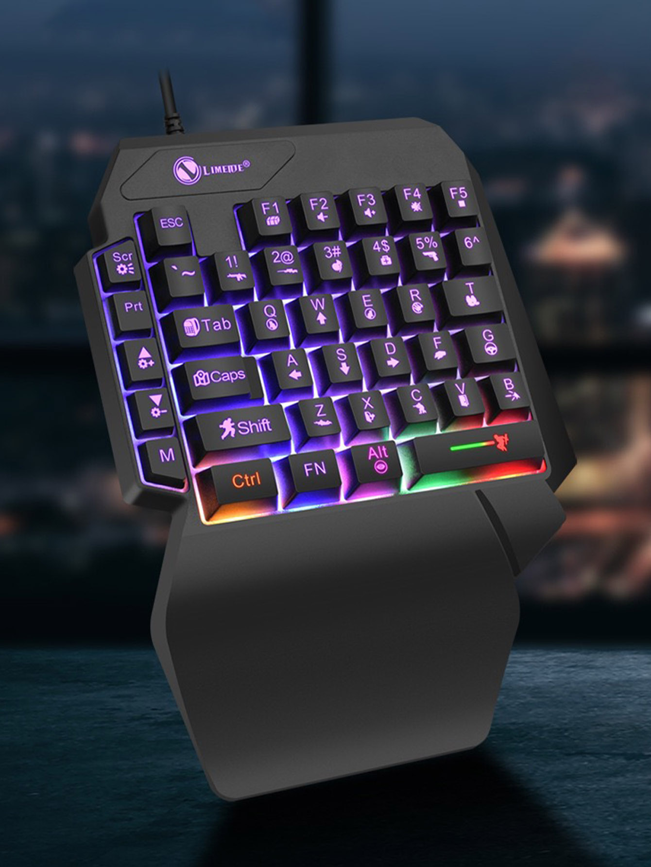 Gaming Keyboard 1 Hand - メカニカル片手ライトゲーム有線キーボード、ラジウム彫刻文字、エンジニアリングハンドサポート