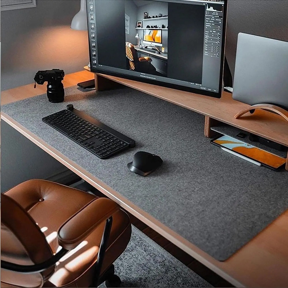 Gaming Keyboard And Mouse Pad - フェルトデスクマット コンピューターマット デスク用(31.5x15.7インチ) 大型フェルトマウスパッドとキーボードマット オフィス用デスクプロテクター |