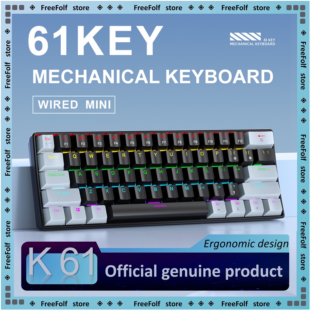 Keyboard Gaming Blue Switch - APAYADO K61 ミニ 60% ゲーミングキーボード 61
