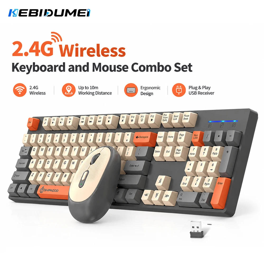 Gaming Keyboard Mouse Set - KEBIDUMEI 2.4G ワイヤレスキーボードとマウスのコンボセット 調整可能な DPI ワイヤレスマウス