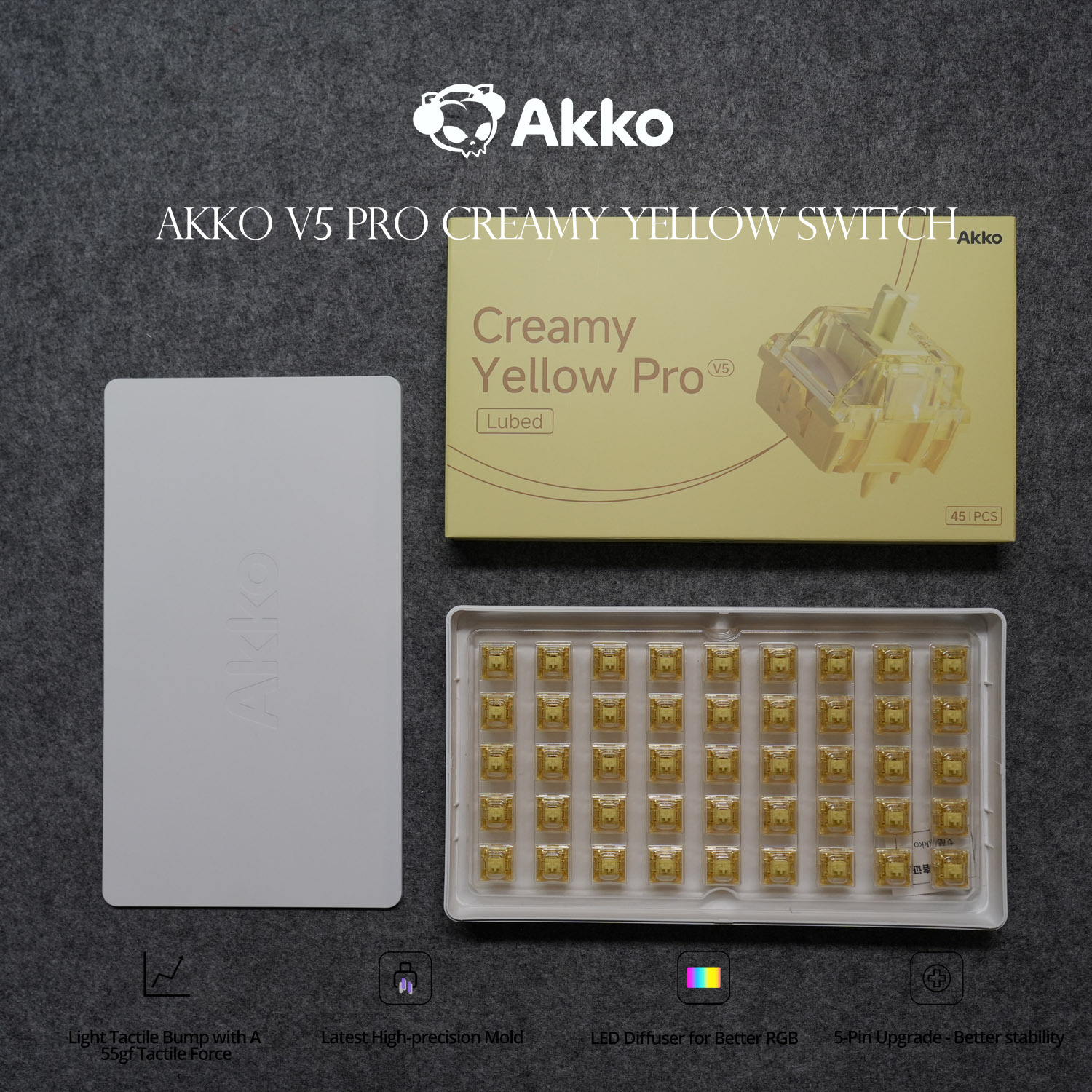 Keyboard Lube Kit - Akko V5 Pro クリームイエロー スイッチ 5ピン