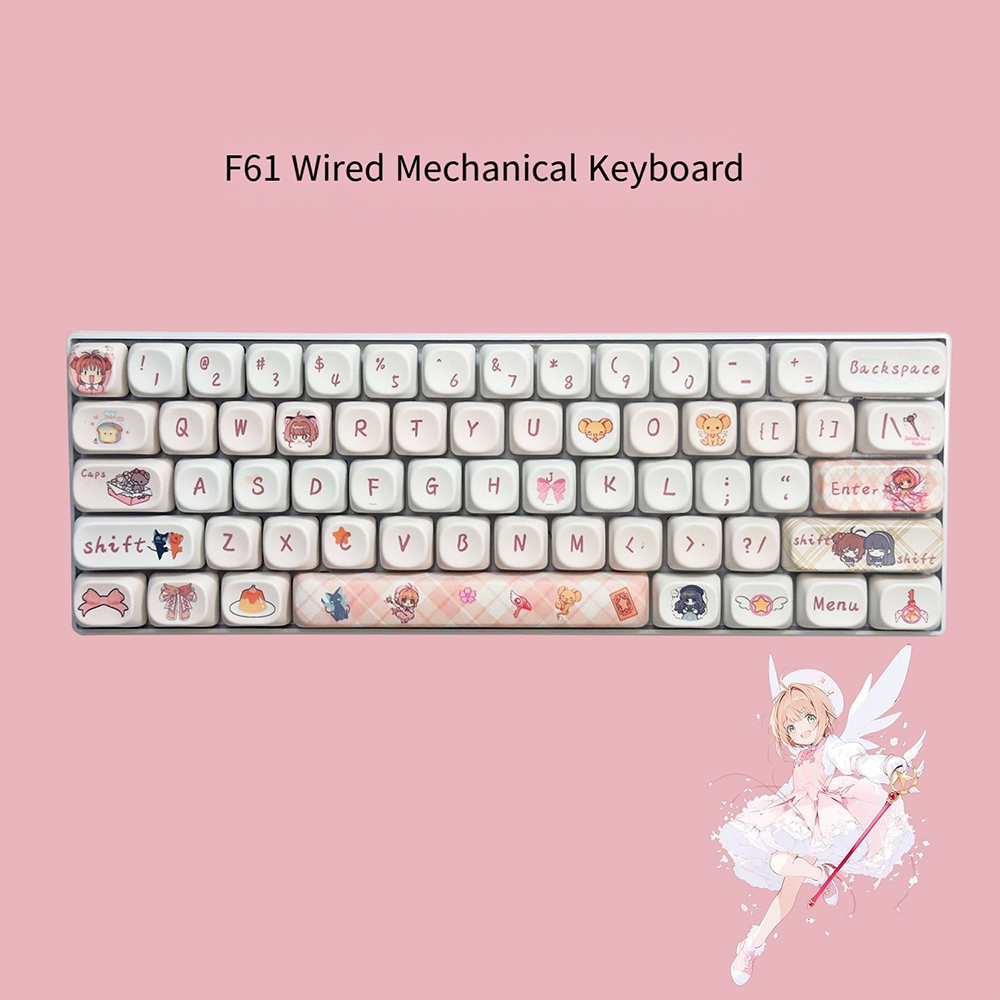 Keyboard Gaming Blue Switch - カードキャプターさくら 61 キーメカニカルキーボード Rgb バックライト付きホットスワップ赤/青スイッチかわいい漫画ゲーミングキーボード Pc