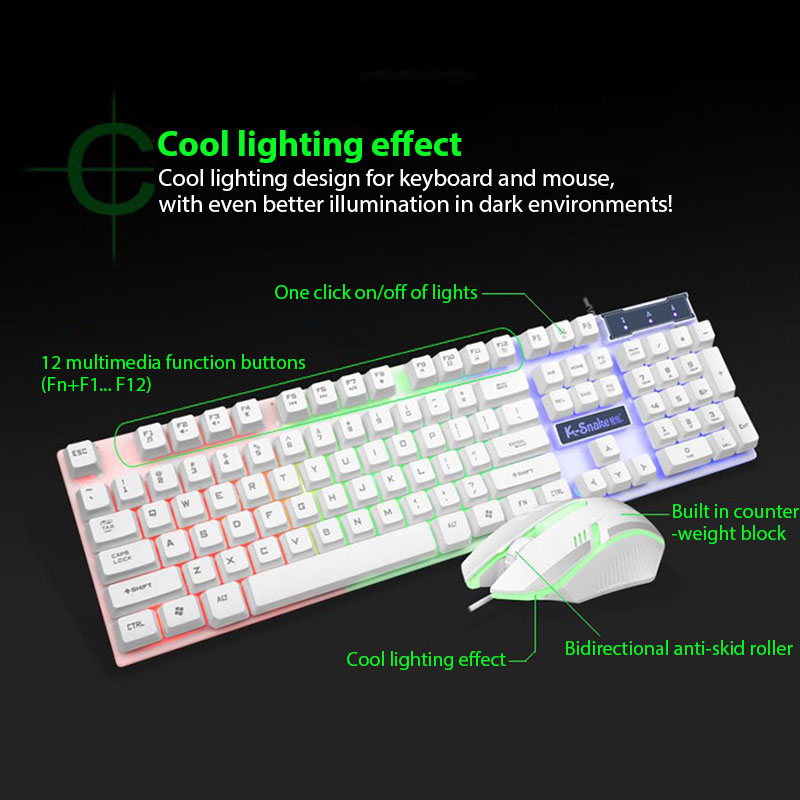 KM320 キーボードとマウスセット防水発光ゲームバックライ - Gaming Keyboard Mouse Set のレビューと価格