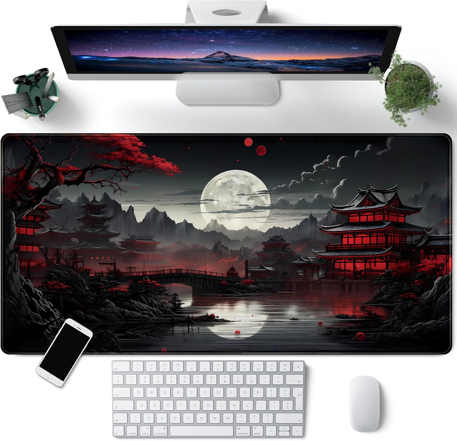 日本のデスクマット川辺満月デスクパッド大型マウスパッドゲーム - Gaming Keyboard And Mouse Pad のレビューと価格