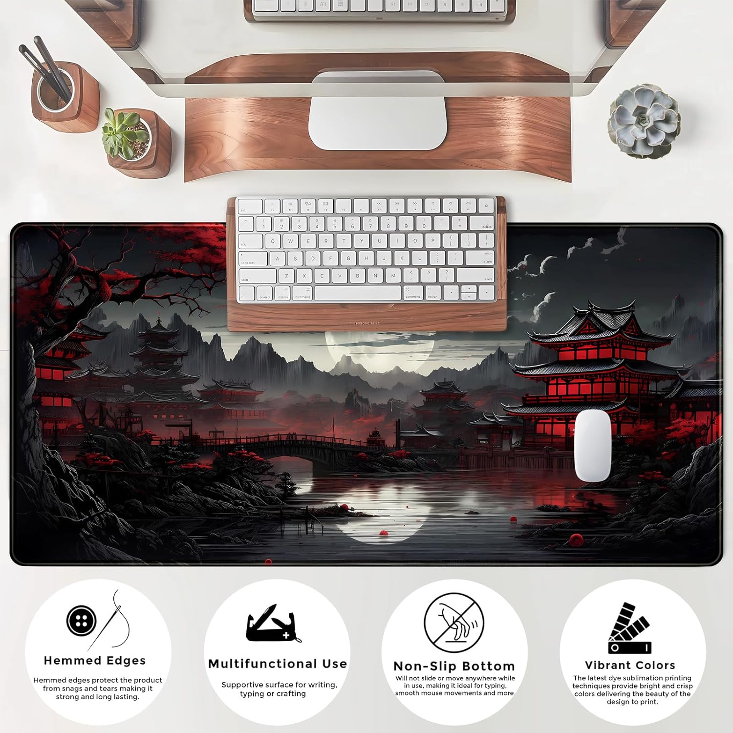 日本のデスクマット川辺満月デスクパッド大型マウスパッドゲーム - Gaming Keyboard And Mouse Pad のレビューと価格