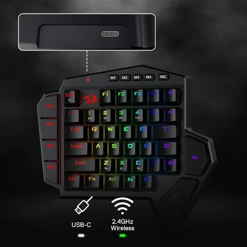 新しい Redragon K585 PRO ワイヤレス片手メ - Gaming Keyboard 1 Hand のレビューと価格