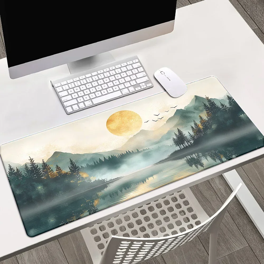 カスタムXXL防水風景プリントデスクマット、滑り止め大型ゲー - Gaming Keyboard And Mouse Pad のレビューと価格