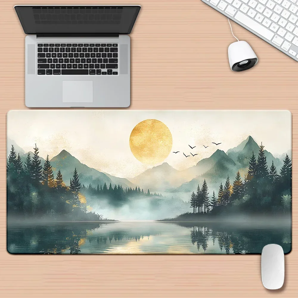 カスタムXXL防水風景プリントデスクマット、滑り止め大型ゲー - Gaming Keyboard And Mouse Pad のレビューと価格
