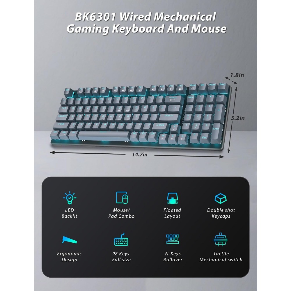 98キーのフローティングキーキャップゲーミングキーボード、4 - Gaming Keyboard No Number Pad のレビューと価格