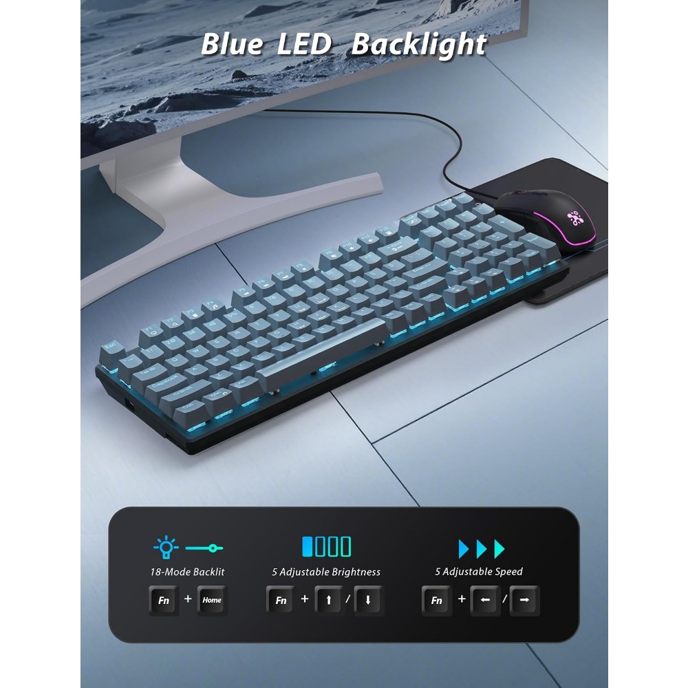 98キーのフローティングキーキャップゲーミングキーボード、4 - Gaming Keyboard No Number Pad のレビューと価格