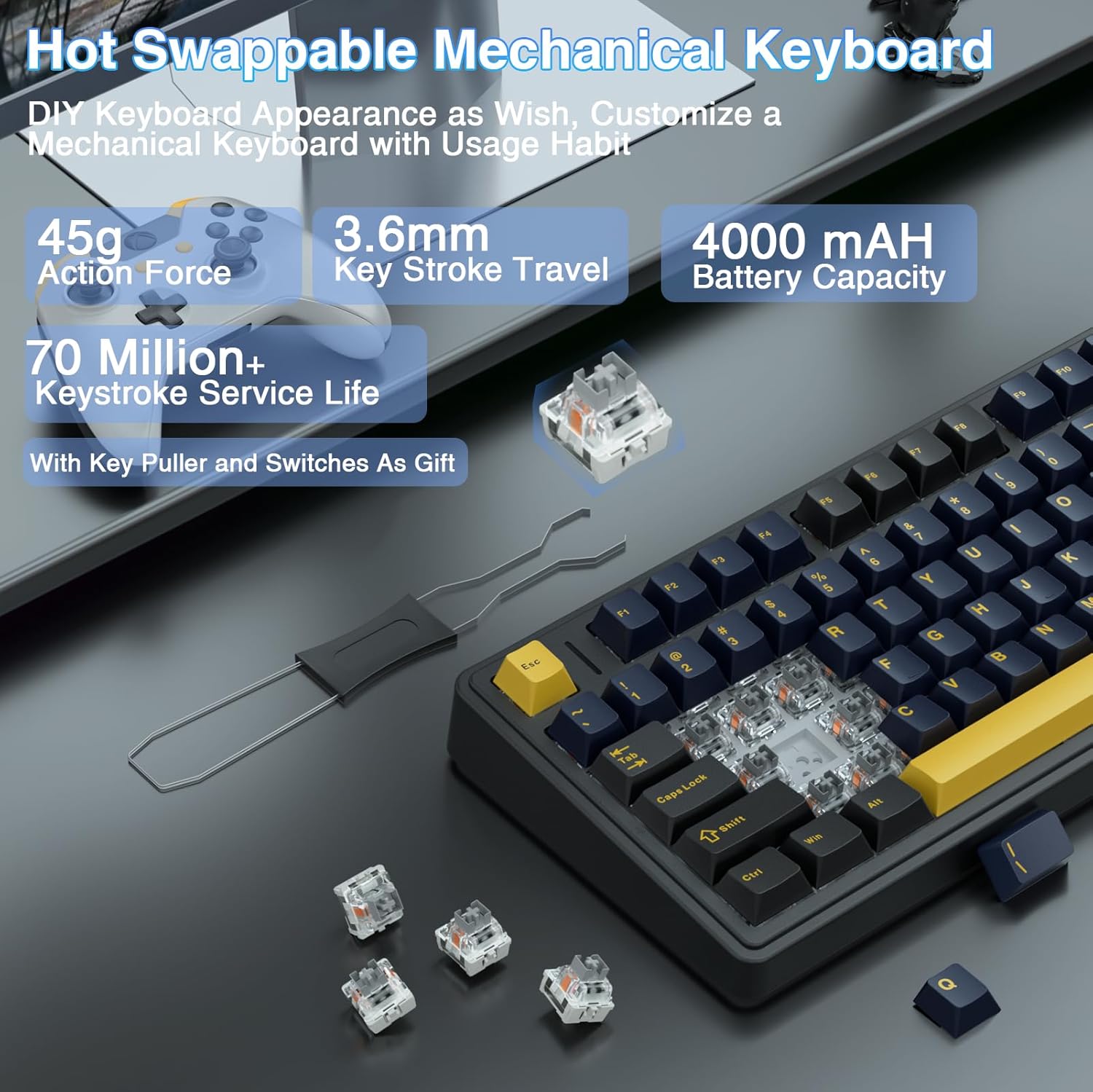 Aula F75 メカニカルキーボード、完全ホットスワップ対 - Gaming Keyboard No Number Pad のレビューと価格
