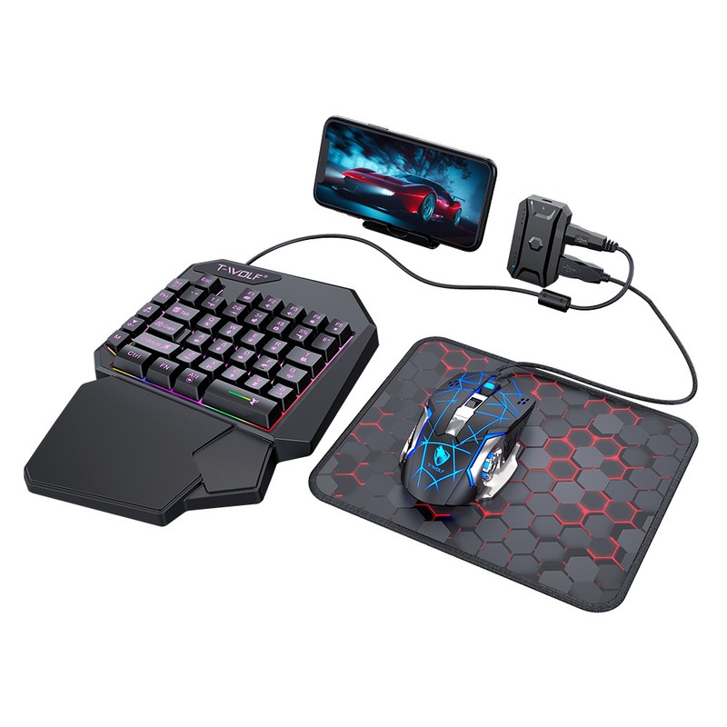 T-Wolf Tf950 5 in 1片手ゲーミングキーボー - Gaming Keyboard 1 Hand のレビューと価格