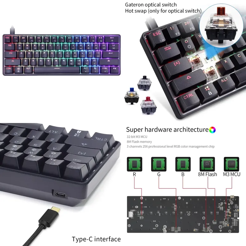 ドロップシッピング Skyloong Gk61 Sk61 R - Gaming Keyboard Mechanical のレビューと価格