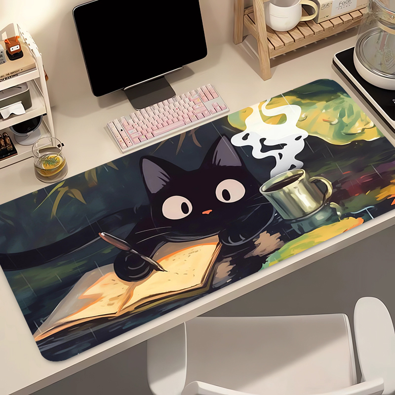 かわいい黒猫シリコンソフトゲーミングマウスパッド大型キーボー - Gaming Keyboard And Mouse Pad のレビューと価格