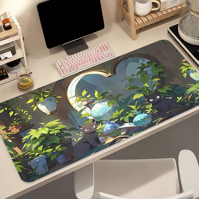 かわいい黒猫シリコンソフトゲーミングマウスパッド大型キーボー - Gaming Keyboard And Mouse Pad のレビューと価格