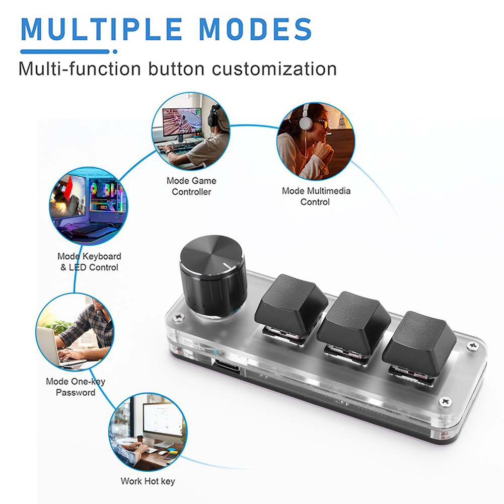 3キー1ノブ/4キー プログラミングマクロ カスタムノブキー - Gaming Keyboard Mini Mechanical のレビューと価格