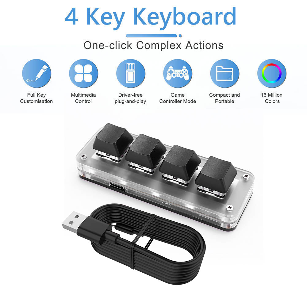 3キー1ノブ/4キー プログラミングマクロ カスタムノブキー - Gaming Keyboard Mini Mechanical のレビューと価格