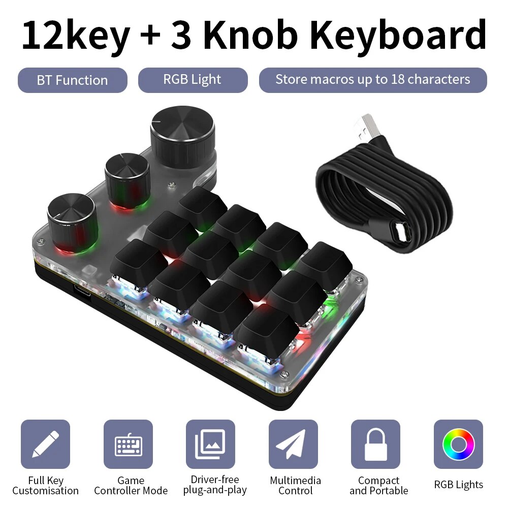 Bluetoothプログラミングマクロカスタムキーボード、r - Gaming Keyboard Mini Mechanical のレビューと価格